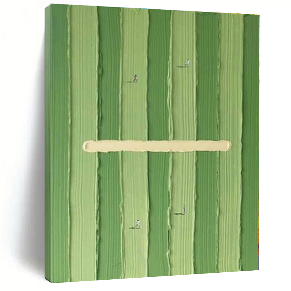 Green Stripes & Mini Runners - Minimalist Conceptual Acrylic Painting CT1356