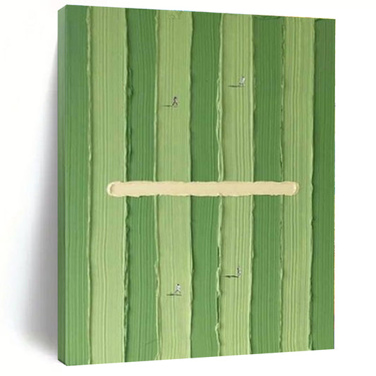 Green Stripes & Mini Runners - Minimalist Conceptual Acrylic Painting CT1356