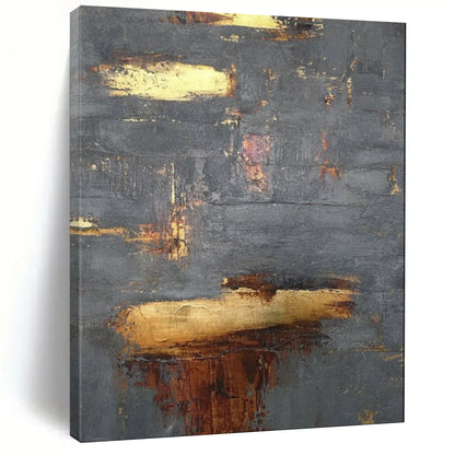 “Gold Accents on Gray” - Textured Abstract Painting CT1999