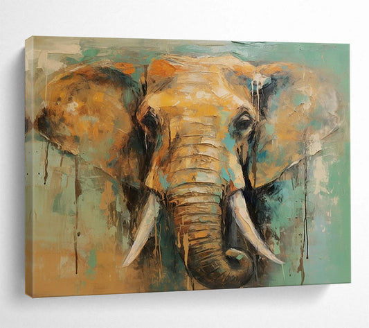 “Colorful Elephant Portrait” Expressive Animal Painting On Canvas DLZ083