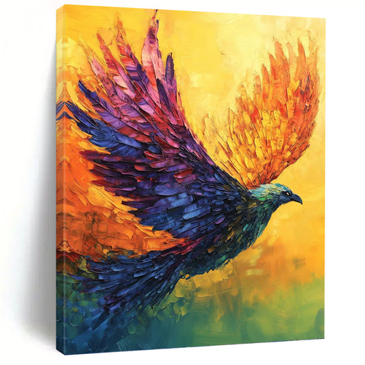 “Colorful Flying Phoenix” - Impasto Bird Painting On Canvas DKH1656
