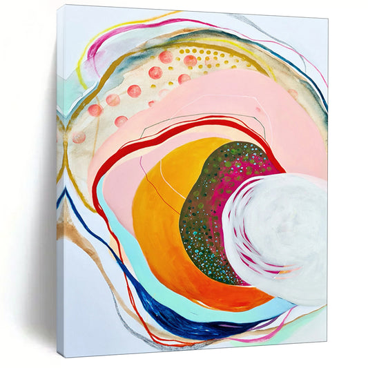 Colorful Curves, Layered Circles - "Rainbow Vortex" - Abstract Expressionist Painting CT1848