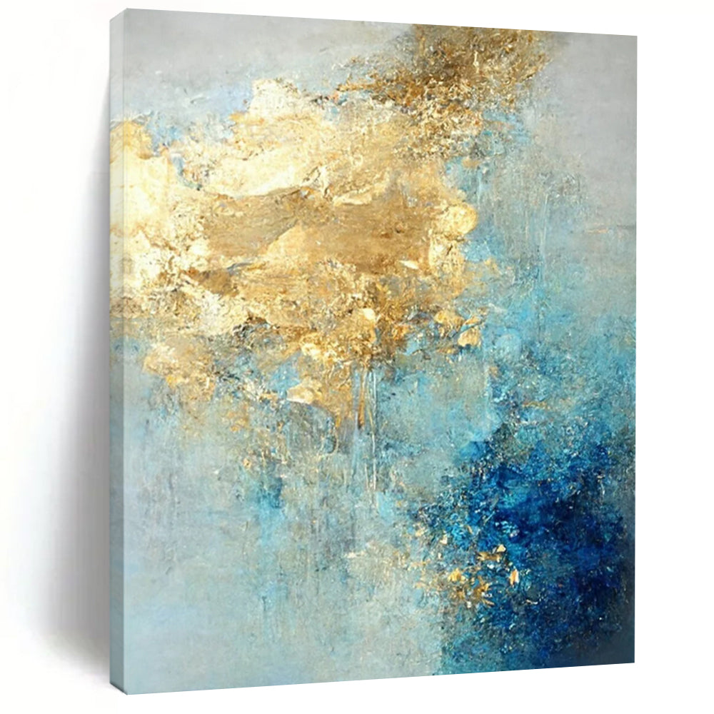 “Blue - Gold Abstract Fusion” - Abstract Expressionist Painting On Canvas DTP071