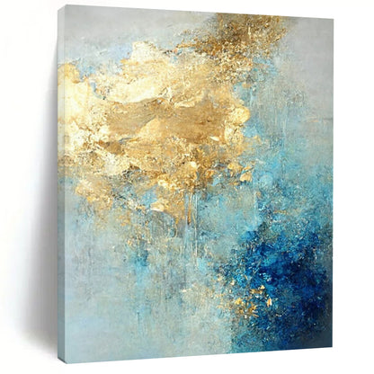“Blue - Gold Abstract Fusion” - Abstract Expressionist Painting On Canvas DTP071