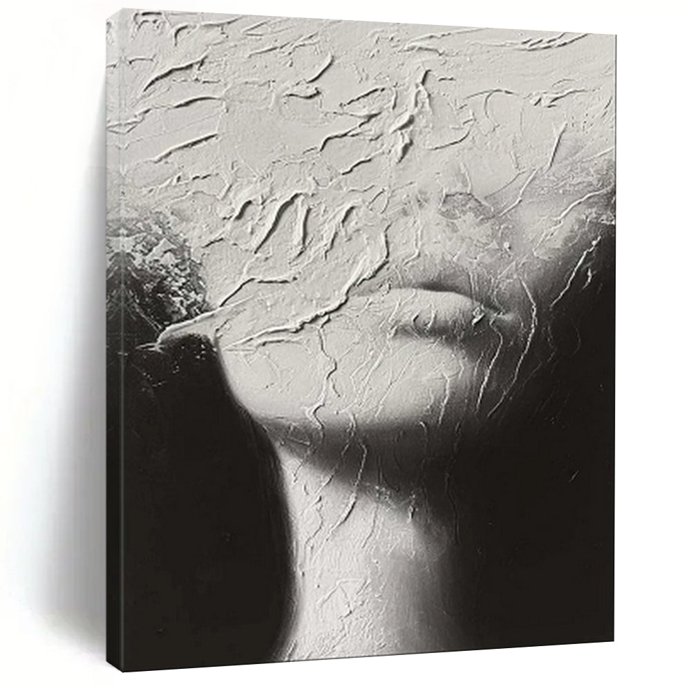 “Textured Veil” - Abstract Monochrome Plaster - Effect Art on Canvas CT1871