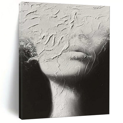 “Textured Veil” - Abstract Monochrome Plaster - Effect Art on Canvas CT1871