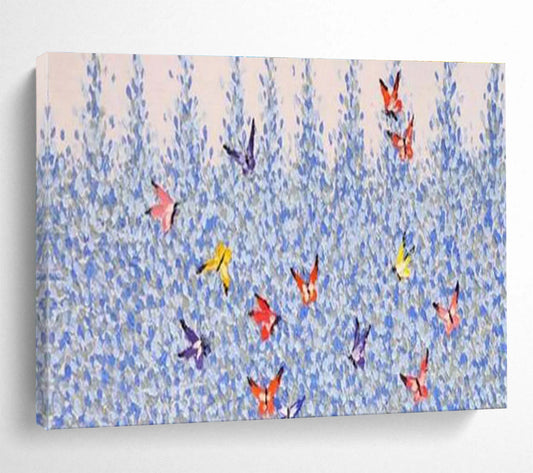 Butterflies In Blue Field Painting On Canvas DKH659