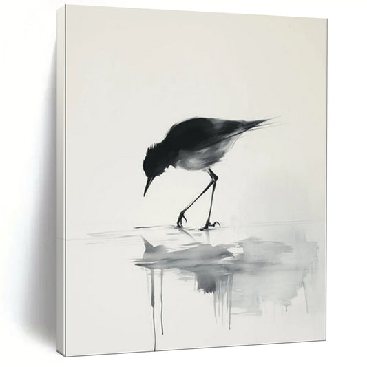 “Ink Wash Bird Reflection” - Traditional Chinese Ink Art CT1932