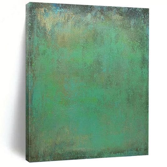 “Teal & Green Textured Canvas” - Teal, Green & Brown Textured Abstract Painting On Canvas DKH1213
