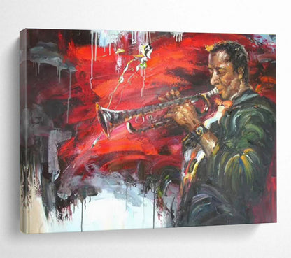 Jazz Musician in Color - Expressionistic Portrait Painting On Canvas DKH636