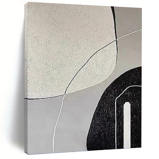 Gray Tones with Textured Shapes Painting On Canvas DKH1139