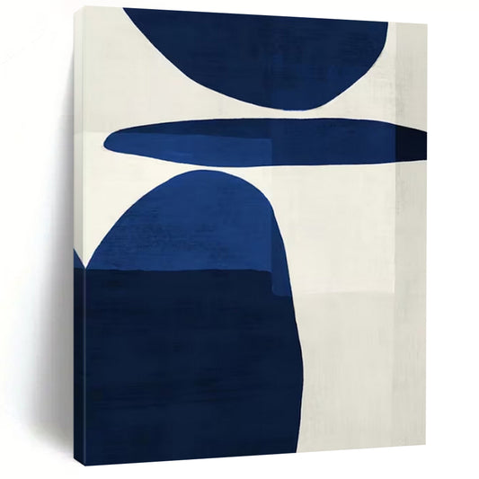 “Bold Blue Shapes on White” – Abstract Geometric Painting CT1063