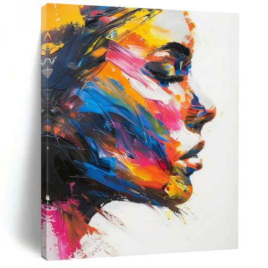 “Colorful Portrait 1” - Vivid Abstract Portrait Painting On Canvas CT2243