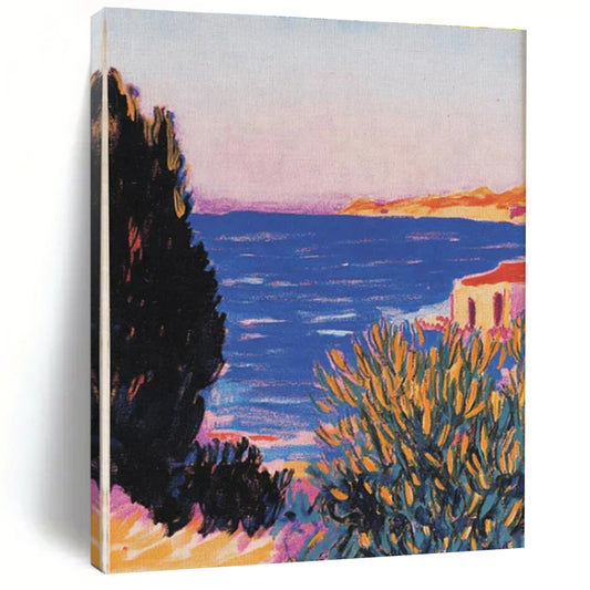 “Coastal View: Vivid Fauvist Landscape” ，Fauvist Landscape Oil Painting CT0878