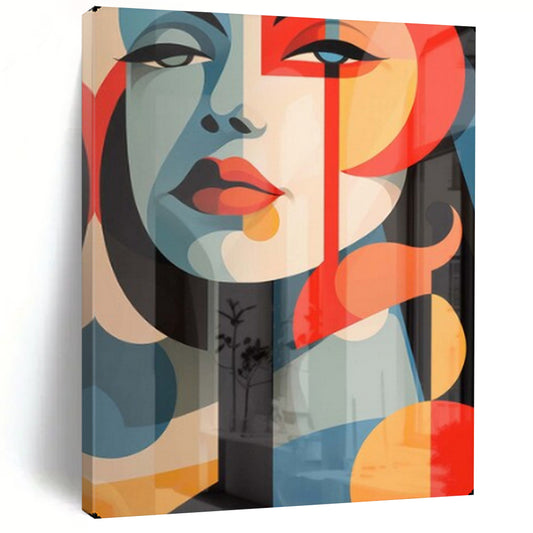 “Colorful Geometric Portrait” – Cubist - Inspired Digital Art On Canvas CT2172