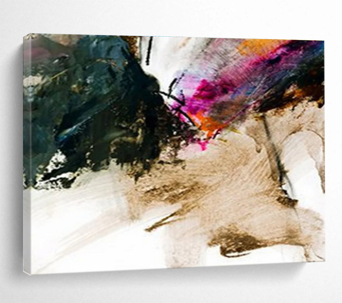 “Colorful Abstract Gesture” Abstract Action Painting On Canvas DKH394