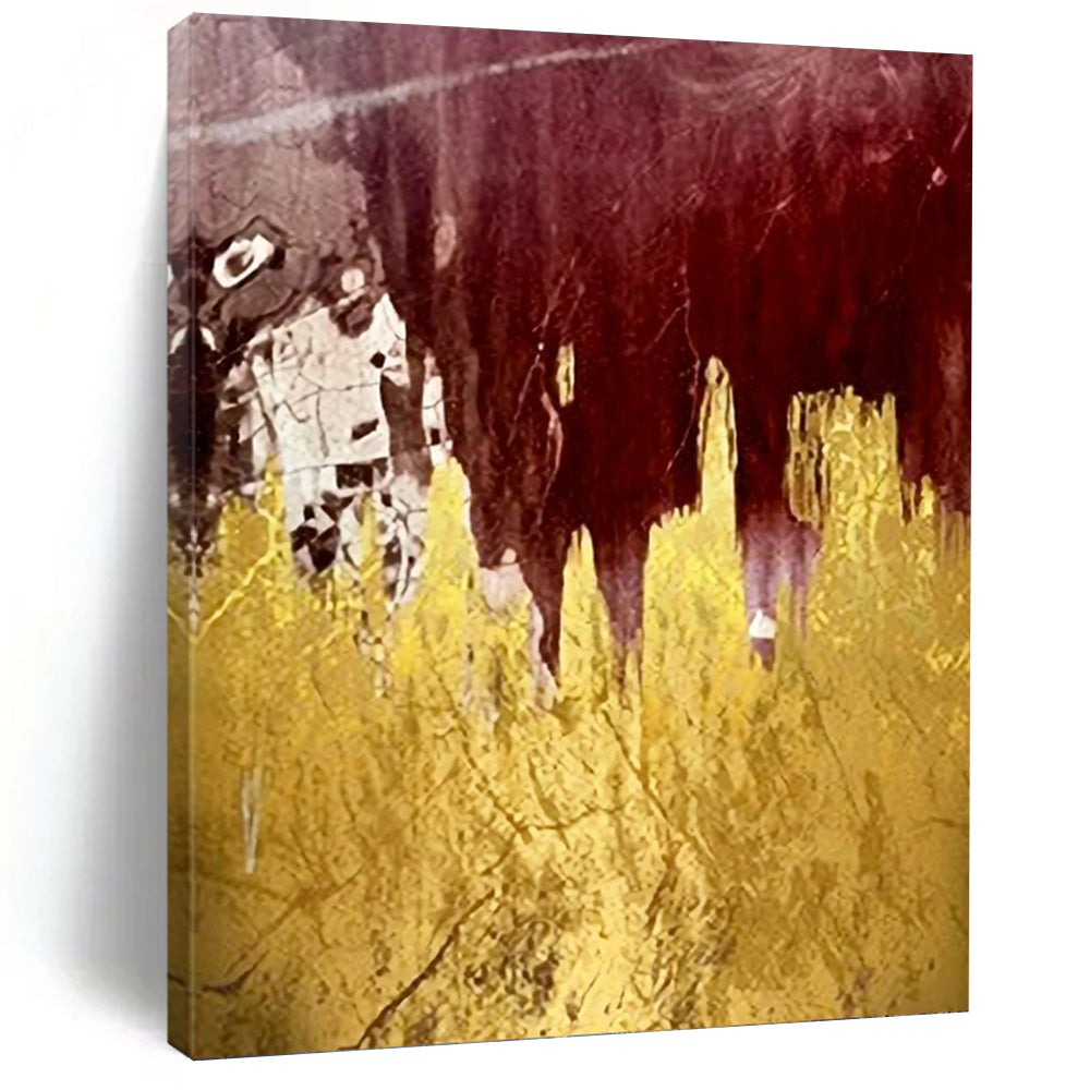 Burgundy and Gold Abstract Fields - Abstract Painting On Canvas DKH1336