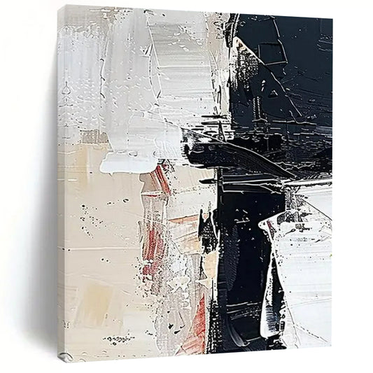 “Black, White & Red Abstract” - Abstract Painting CT2366