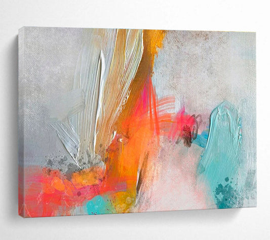 Textured Color Burst Gray Orange Pink Blue Textured Painting On Canvas DKH207