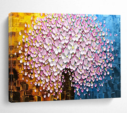 Pink and White Flower Tree - Impasto Floral Painting On Canvas DLZ231
