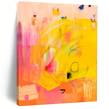 “Yellow - Pink Abstract Fusion” - Soft Abstract Art CT2005
