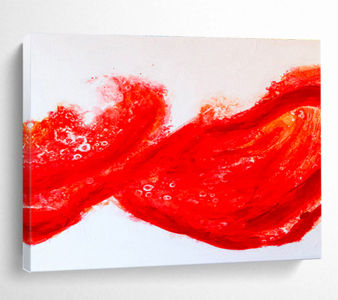 “Dynamic Red Abstract Wave” Abstract Watercolor Painting On Canvas DKH569