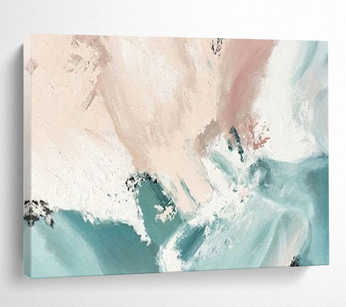 Blush and Teal Abstract - Minimalist Abstract Painting On Canvas DLZ182