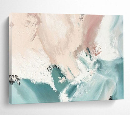 Blush and Teal Abstract - Minimalist Abstract Painting On Canvas DLZ182