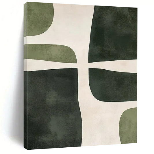 “Green & Beige Organic Abstract” - Abstract Painting CT2370