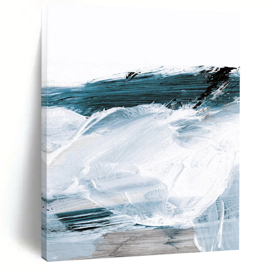 “Coastal Blue & White Swirls” - Blue, White, Gray Abstract Painting On Canvas DTP219