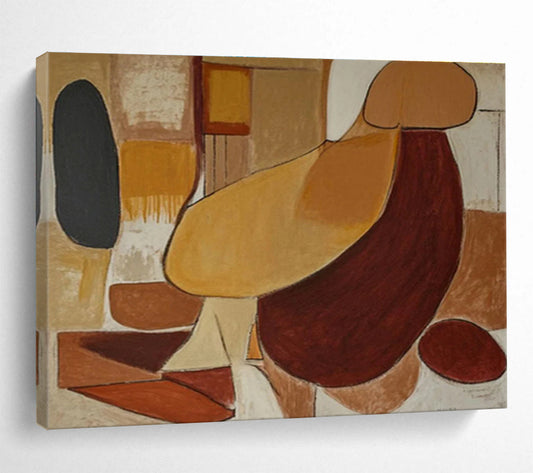 Earth - Tone Abstract “Subtle Earthy Shapes” Painting On Canvas DKH088