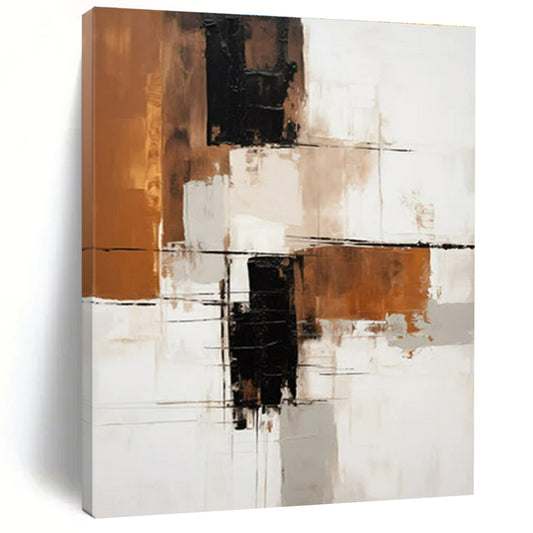 “White - Black - Brown Abstract Blocks” ，Abstract Acrylic Painting CT0836