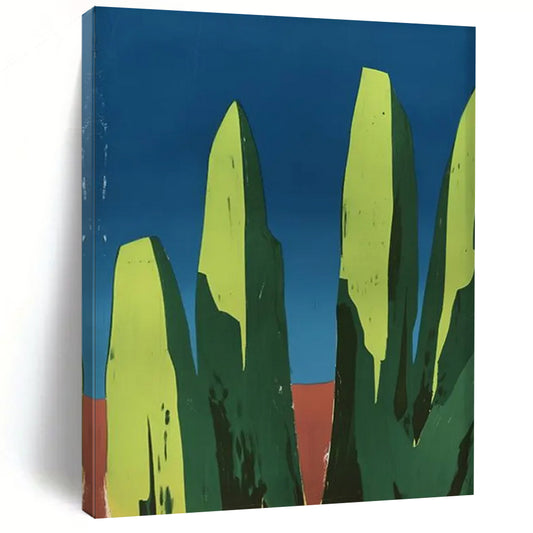 “Geometric Green Peaks” - Minimalist Abstract Painting On Canvas DTP093