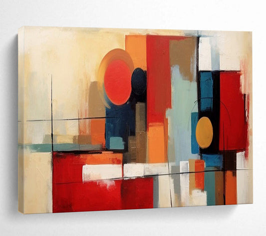 Geometric Abstract Shapes - Cubist - Inspired Painting On Canvas DLZ219