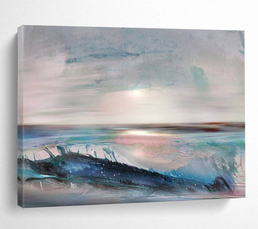 “Soft Sea Sunset Abstract” Seaside Abstract Painting On Canvas DLZ148