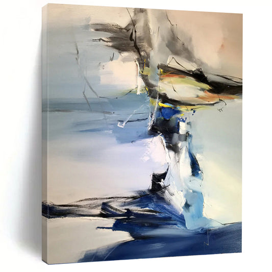 Blue and Gray Abstract Fusion - Abstract Expressionist Painting On Canvas DKH1287