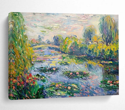 Monet - Inspired Water Lilies - Impressionist Landscape Painting On Canvas DLZ197