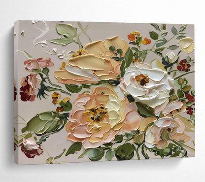 “Impasto Floral Bouquet” - Lively Botanical Painting On Canvas DKH824