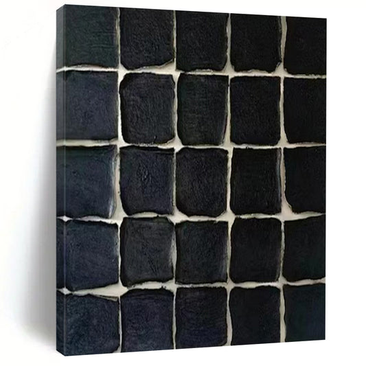 “Black Textured Tiles” – Minimalist Textured Painting CT1072