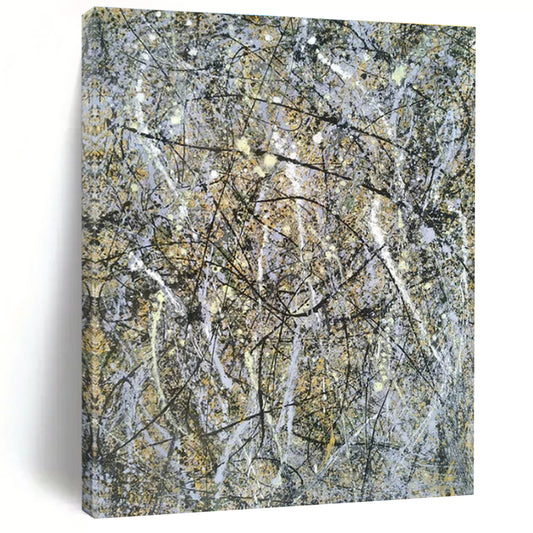 “Chaotic Gray Splatters” ，Abstract Expressionist Drip Painting CT0905