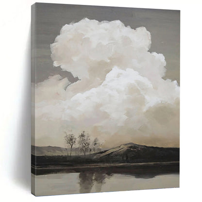 Monochromatic Cloudscape Over Water - Landscape Painting On Canvas DKH1439