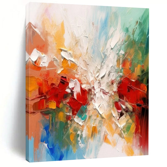 “Colorful Abstract Burst” - Impressionist Abstract Painting On Canvas DTP079