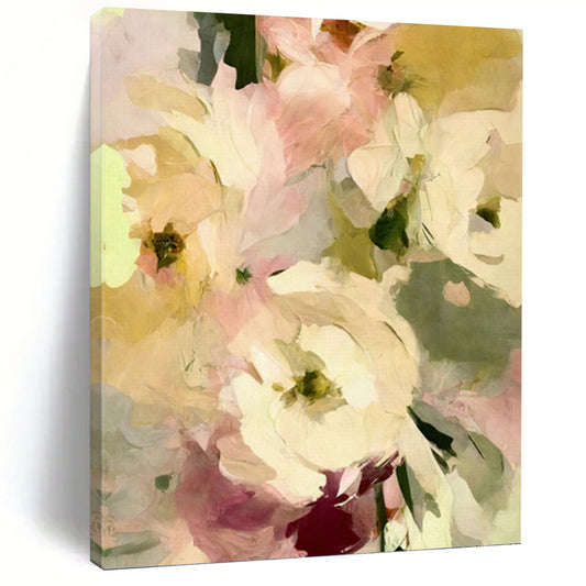 Pale Pink and Yellow Floral Bunch - Delicate Flower Painting On Canvas DKH1354