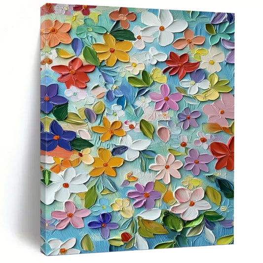 “3D Floral Burst” - Colorful 3D Flower Textured Painting On Canvas DKH1551
