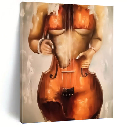 “Cello - Shaped Figure” - Surrealist Oil Painting On Canvas DKH1648