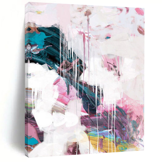 “Pink and White Dripping Dream” - Soft - Toned Dripping Abstract Painting On Canvas DTP192