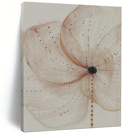 “Delicate Brown - Lined Flower” - Minimalist Watercolor Art CT1926