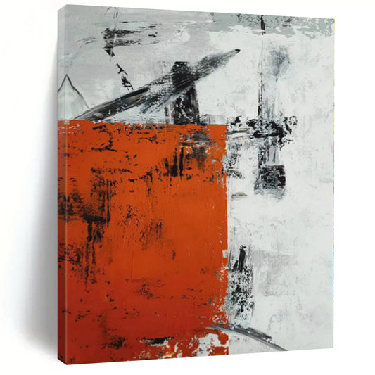“Rustic Orange - Black Abstract” Abstract Acrylic Art CT0332