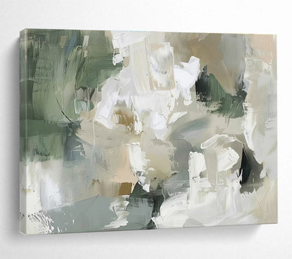 Soft Greens Whites Ethereal Abstract Shapes Painting On Canvas DKH235