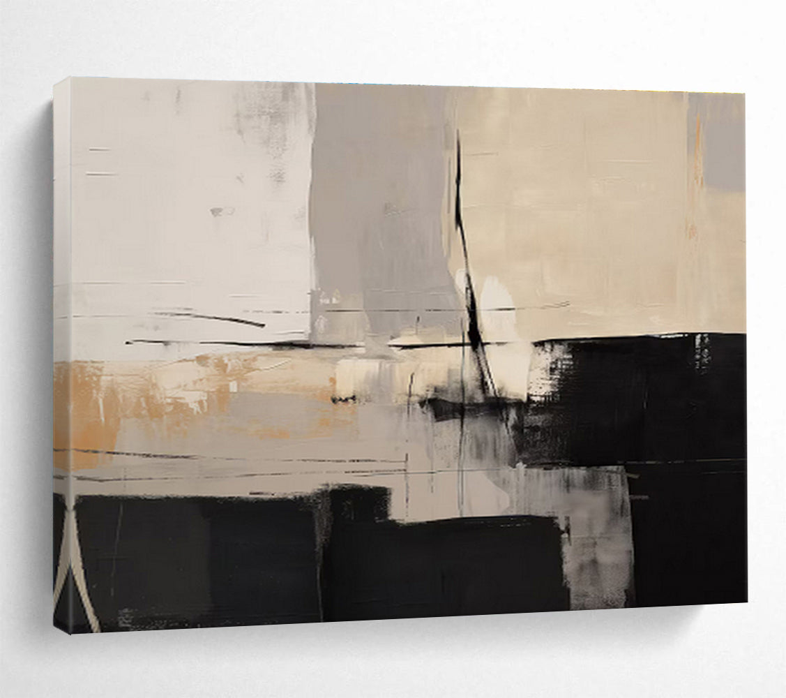 Neutral Tones Abstract Geometric Shapes Painting On Canvas DKH241